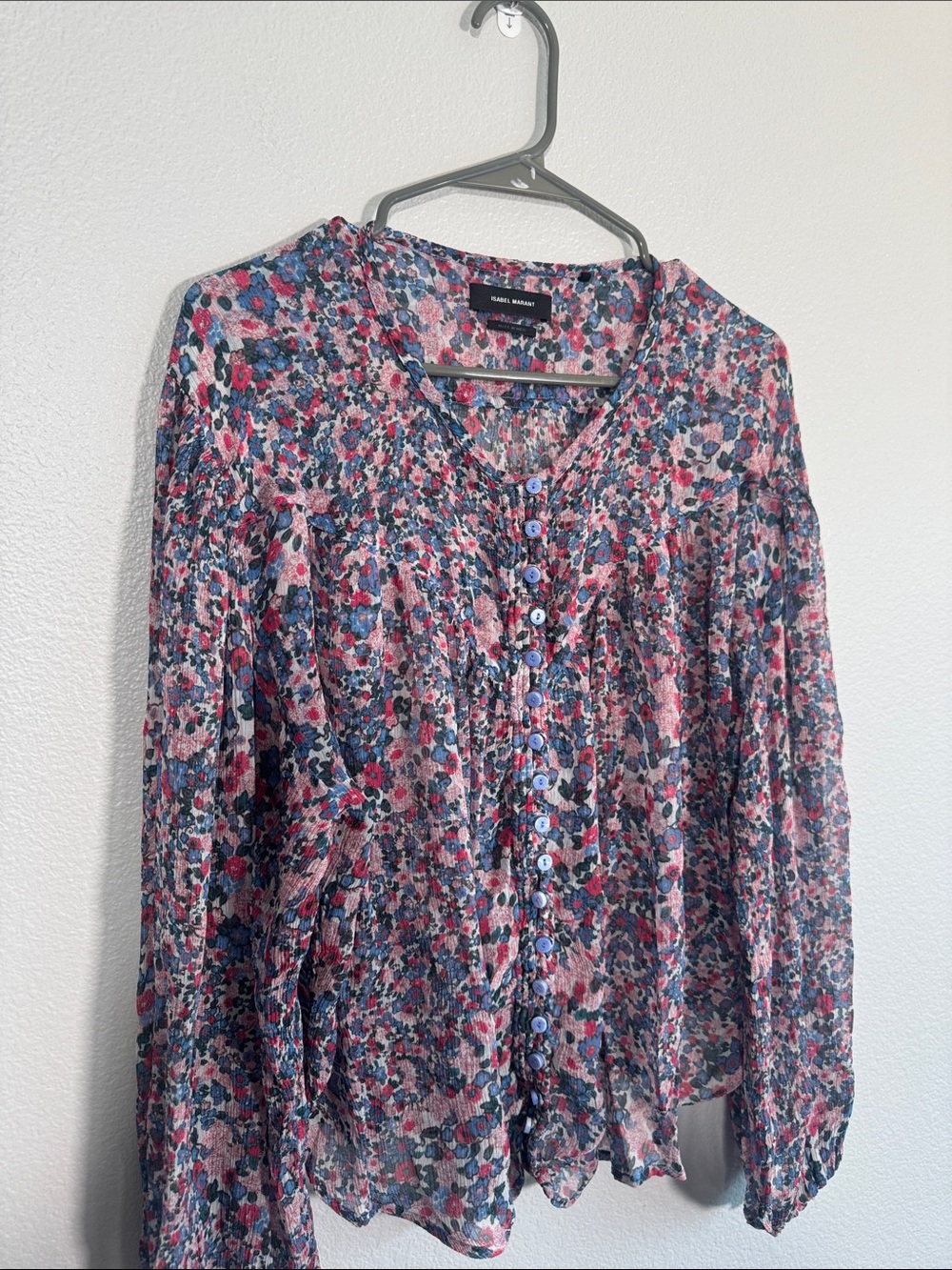 Isabel Marant Orionea Gathered Floralprint Silkcrepon Blouse - 34 / US 2 - Picture 4 of 8
